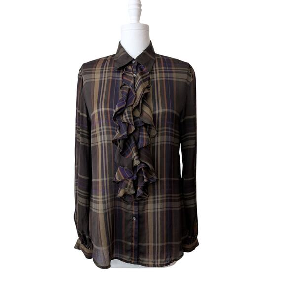 Lauren Ralph Lauren Tops - Lauren Ralph Lauren Vintage Silk Plaid Button Down Blouse